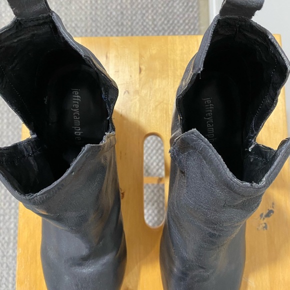 Jeffrey Campbell Black Leather Cutout Wood Heel Bootie ODELIA 10M - Picture 6 of 10